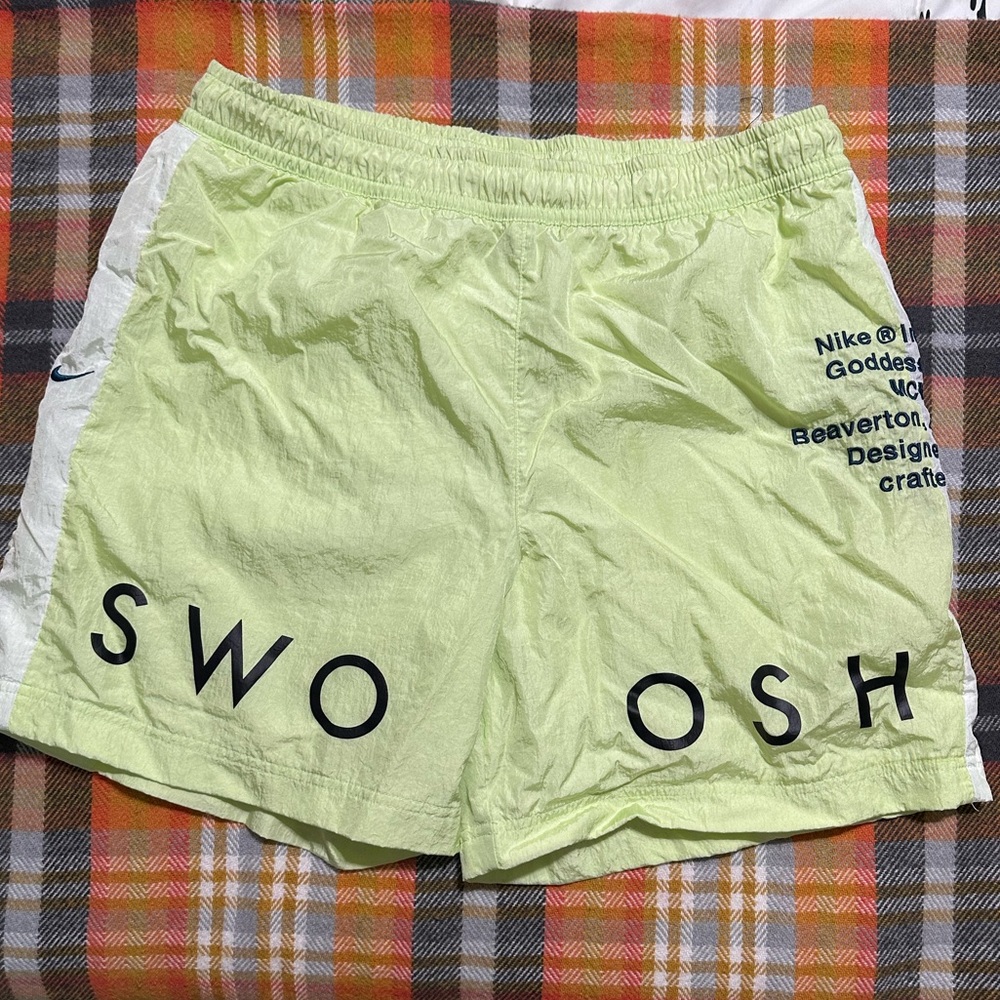 Nike neon yellow swoosh shorts